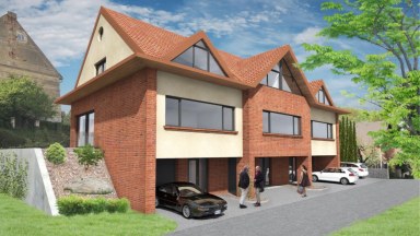 Prodej stavebního pozemku se studií pro výstavbu 3 řadových domů, U Dráhy, Praha 6 - Střešovice