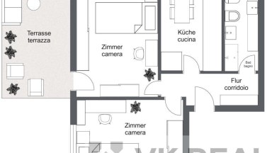 Prodej bytu 2+1, OV, 75 m2, terasa 11 m2, garáž v Bozenu, Itálie