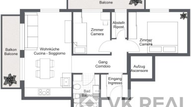 Prodej bytu 3+kk, OV, 85 m2, 2x balkon ve Welsberg-Taisten, Itálie