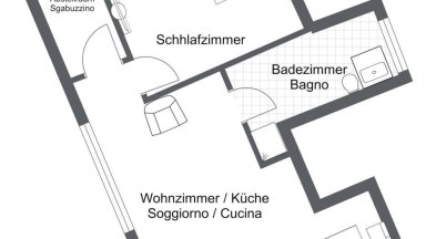 Prodej bytu 2+kk, OV, 46 m2, balkon v Meranu, Itálie