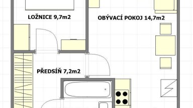 Prodej bytu 2+kk, 41 m2, OV, Na růžovém poli 2566, Kladno - Kročehlavy
