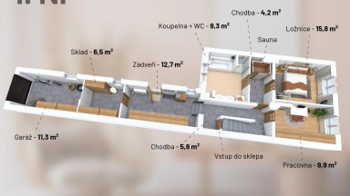 Prodej rodinného domu 5+kk s garáží, ul. U nové dálnice 703, Praha 4 - Chodov